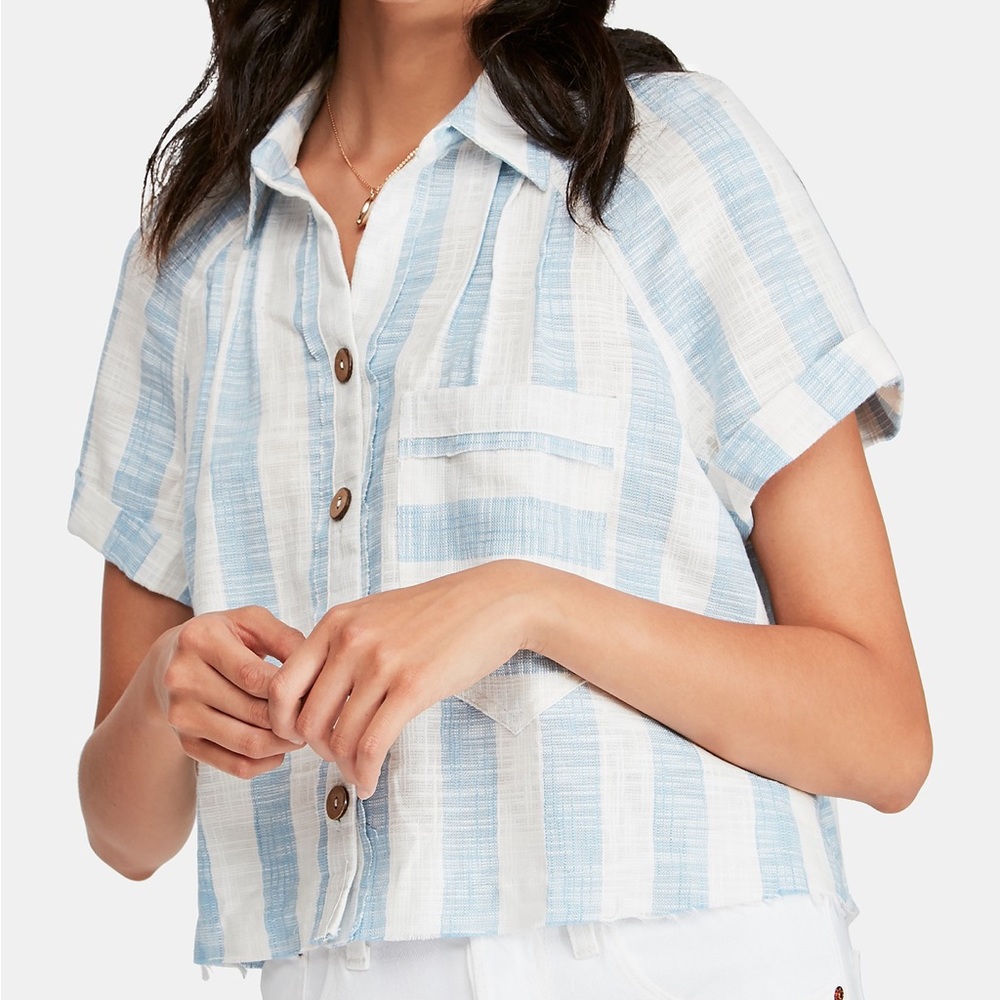 Free People Away At Sea Striped Shirt